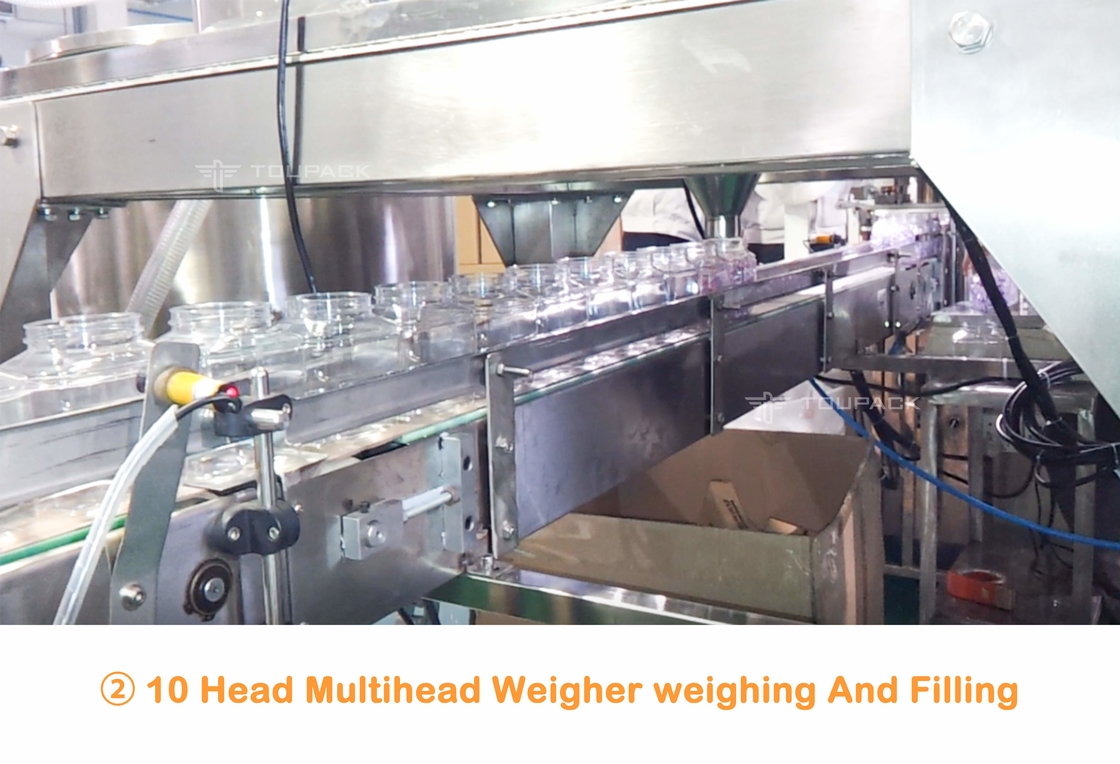 Automatic 10 Head Multihead Weigher Laundry Beads Jar Dapat Mengisi Botol Dan Sistem Pengepakan