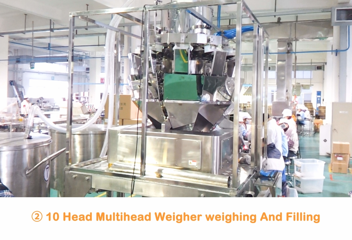 Automatic 10 Head Multihead Weigher Laundry Beads Jar Dapat Mengisi Botol Dan Sistem Pengepakan