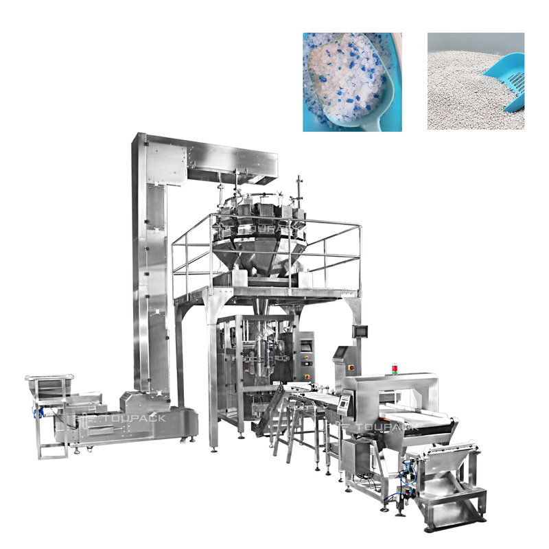 Mesin Pengemas Tas Makanan Hewan Peliharaan Anjing Kucing Kering Otomatis Crystal Cat Litter Pouch Packing