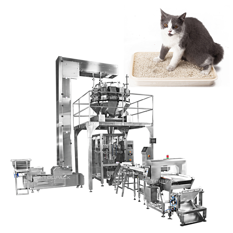 Otomatis 4KG 10KG 18KG Granule 14 Head Weigher Cat Litter Bag Mengisi Mesin Pengemas