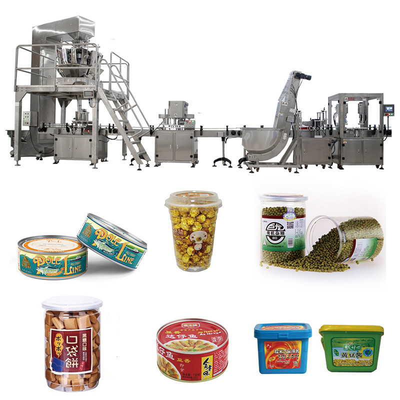 Garis Pengisian Botol Otomatis Fudge Candy Beratnya Lurus Rotary Can Case Jar Filling Capping Machine