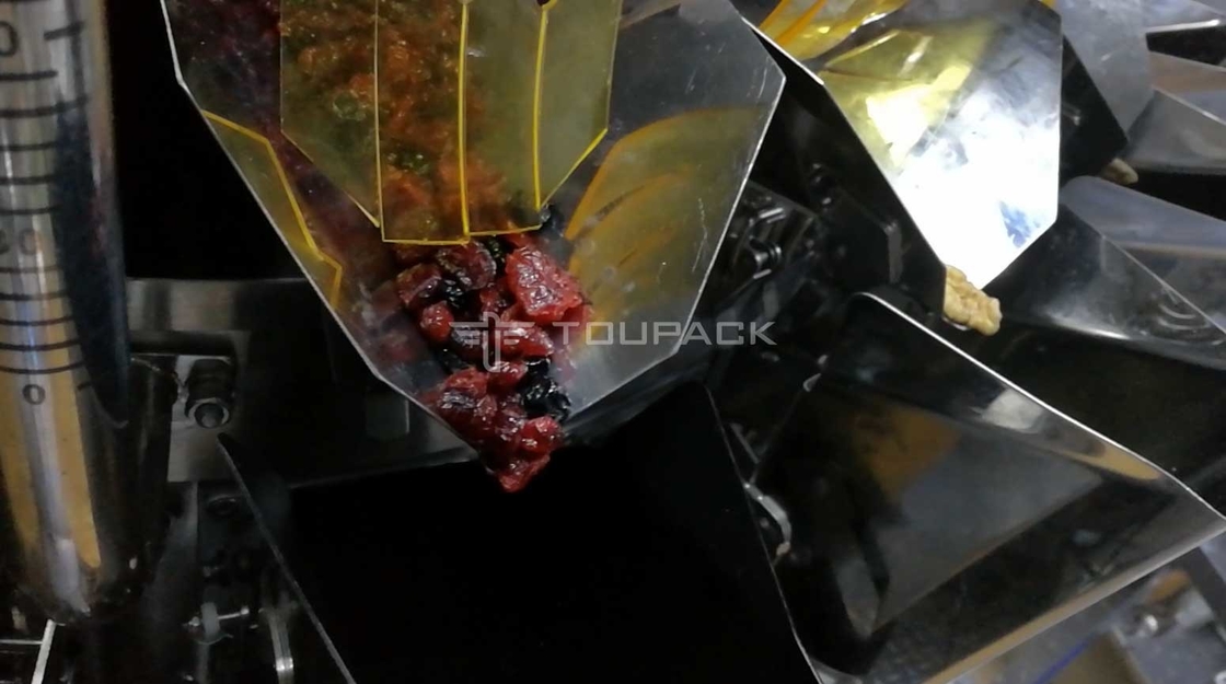 Z Elevator Conveyor Mesin Pengemas Berat Otomatis Penuh Untuk Makanan Ringan Kacang Kismis Kacang Musim