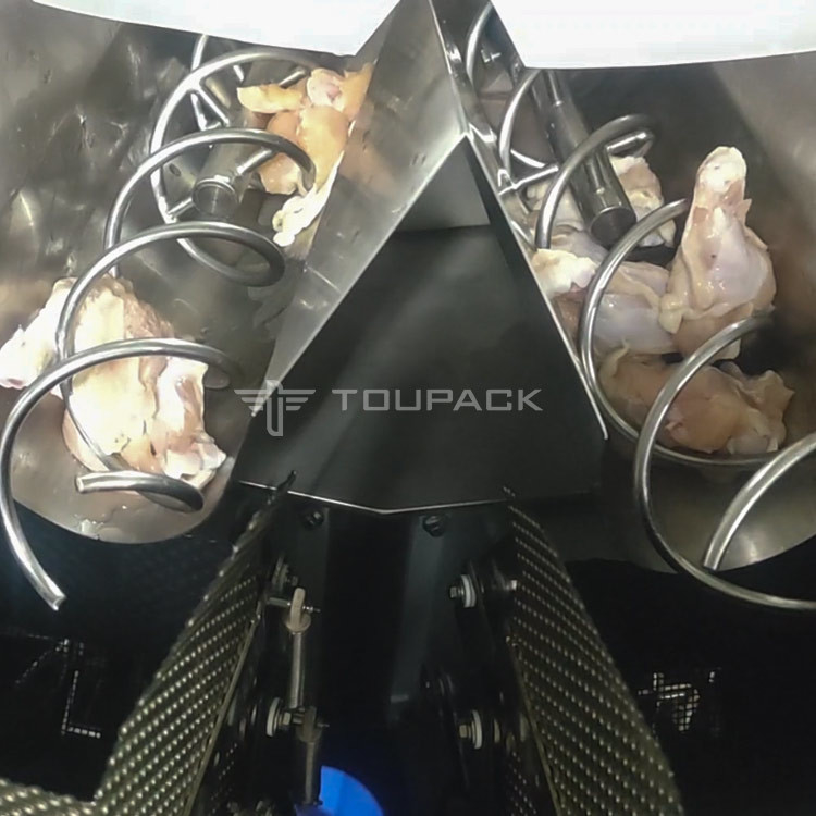 14 Kepala Kombinasi Timbangan SS 10-500g Daging Segar Kaki Ayam Penimbangan Otomatis Sistem Makan Menidurkan