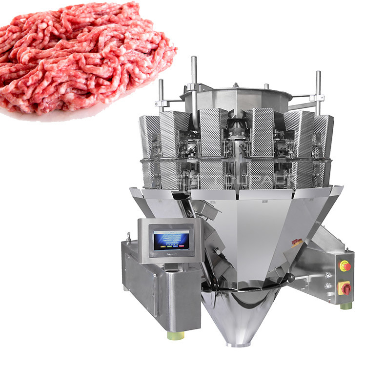14 Kepala Sekrup Weigher 2,0KW 410kg Daging Babi cincang Daging segar Mesin Menimbang dan Pengemasan