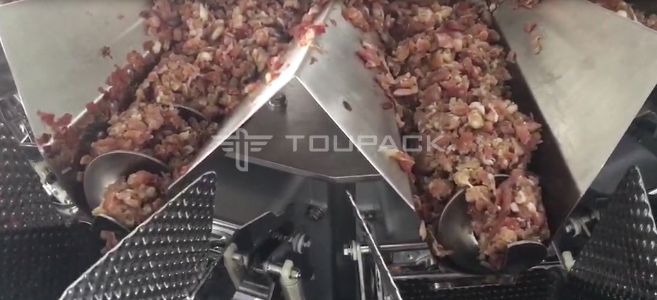 14 Kepala Sekrup Weigher 2,0KW 410kg Daging Babi cincang Daging segar Mesin Menimbang dan Pengemasan