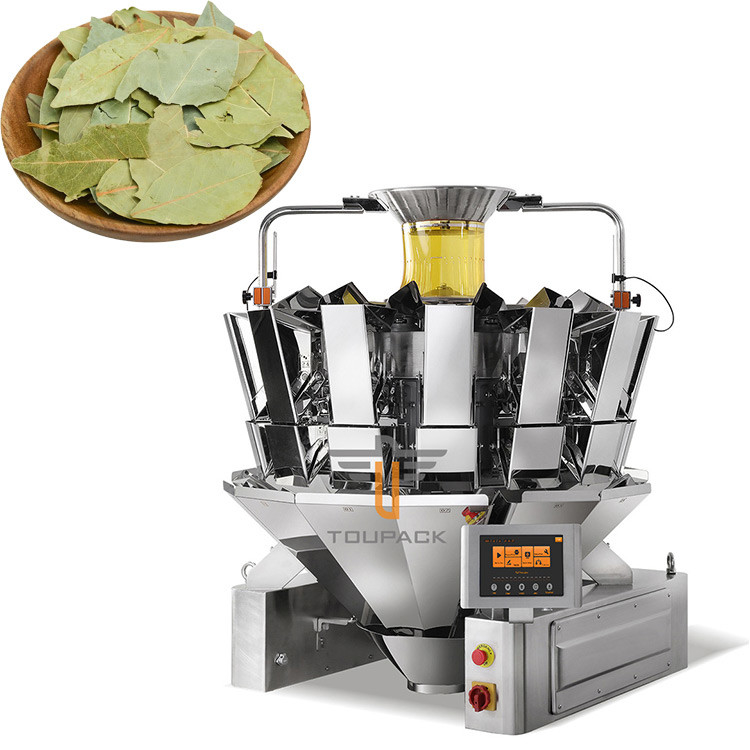 Mesin Pengemasan Penimbang Vertikal Otomatis Untuk Daun Teh Kering Daun Teluk Dengan 14 Kepala Multihead Weigher