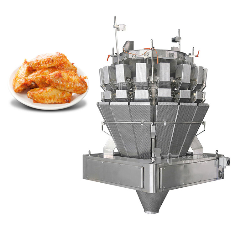 Automatic Screw Feeder Combination Weigher Mengisi Makanan Lemak Daging Marinasi Sayap Ayam Multihead Weigher