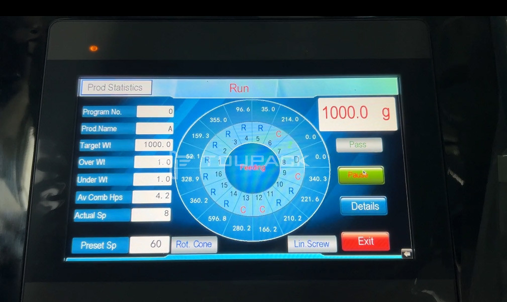 Daging babi mentah segar beku Potongan tulang rusuk Multihead Weigher Packing Machine Dengan Pengisian Sekrup