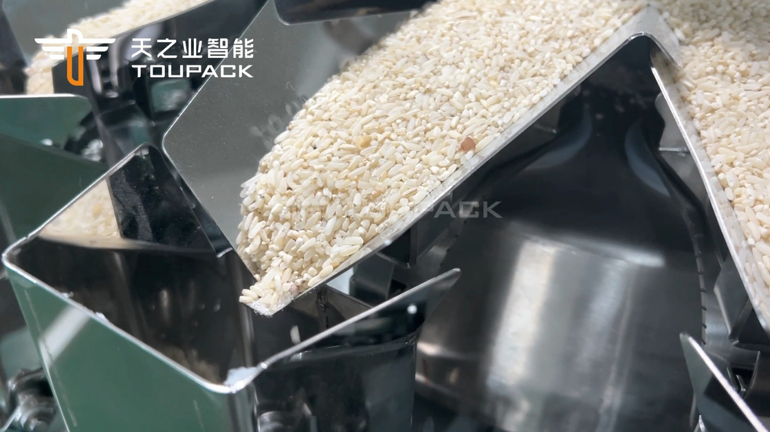 14 Ember Otomatis Multihead Weigher 1kg 2kg 5L Cereals Food Grain Rice Bag Packing Machine