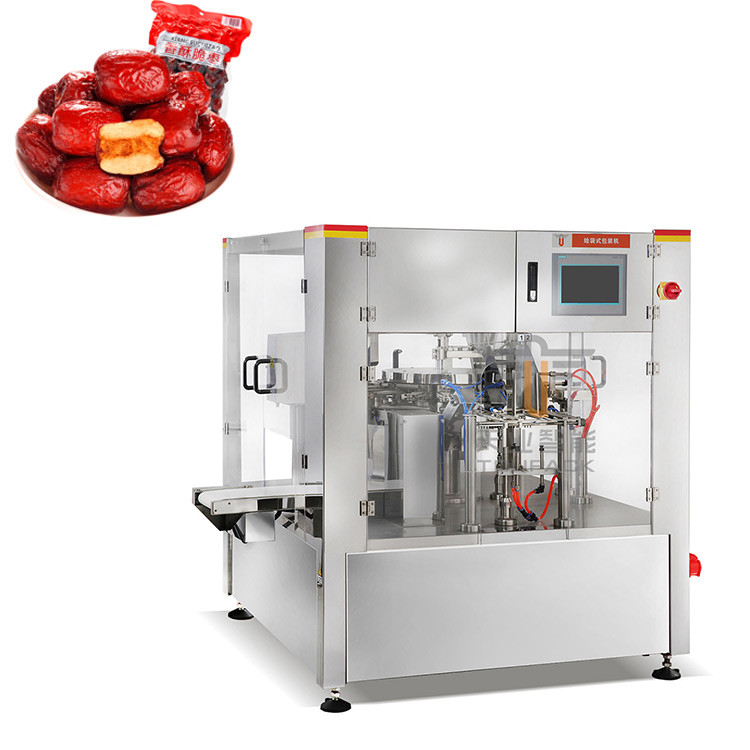 Otomatis Rotary Bag Pengisian Dan Mesin Sealing untuk Doypack Pra-dibuat Berdiri Kantong Jujube Merah
