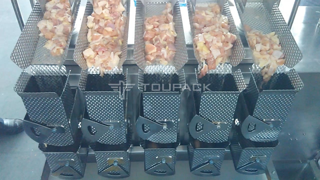 Mesin Pengemasan Multifungsi Kecepatan Tinggi 8 Kepala Penimbang Untuk acar Daging ayam