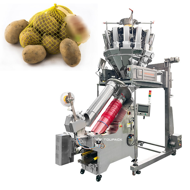 Mesin Pengemasan Kantong Jaring Nylon Otomatis Untuk Kentang Segar Mesin Pengemasan Kantong Jaring Walnut