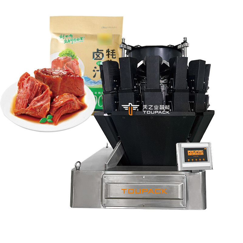 Otomatis Daging Sapi Daging Babi Sapi Sapi Sosis Ayam Mesin Pengemasan Makanan Lengket Dengan MultiHead Weighing Sealing Packaging Machine