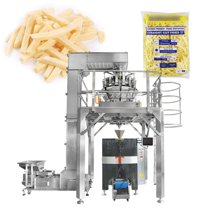 Full Automatic Multihead Weigher Pre-made Bag Doypack Packing Machine Mesin Pengemasan Makanan Beku Ayam Meatball