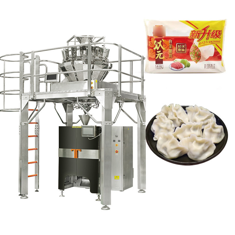Mesin Pengemasan Otomatis Gusset Tipe M Bag Pouch Rotary Shrimp Seafood Multi Head Weighing Packaging Machine