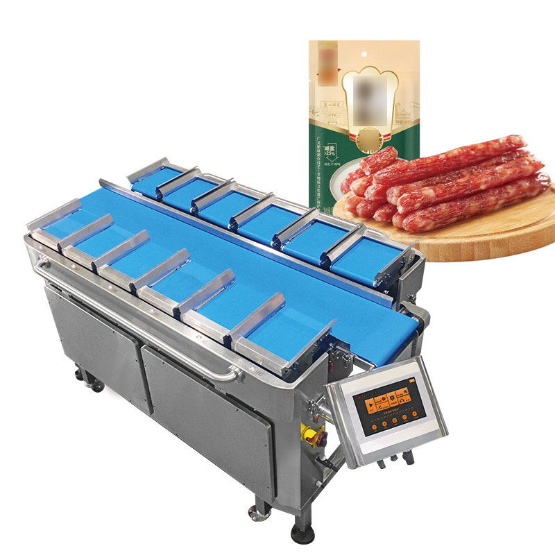 Sosis Asap Cina Semi-otomatis 12 Kepala Multihead Weigher Packing Machine Keringan Sosis Kemasan Mesin Bagging
