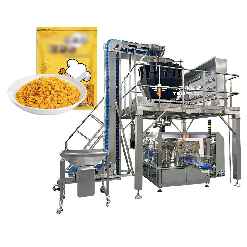 14 Kepala Multihead Weigher Pet Packing Machine Ikan Anak anjing kucing Pemanasan Makanan 120g 240g 400g 1kg Ziplock Packing Machine
