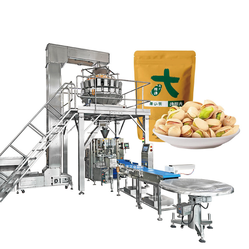 Mesin Pengemasan Kacang Kentang Pistachio Popcorn Corn Flakes Automatic Kacang Kentang Multihead Weigher Packaging Machine