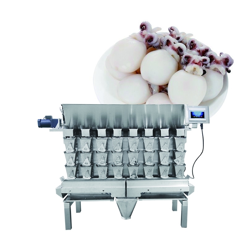 7-Head Linear Flipping Combination Weigher Packing Machine For Tilapia Fish Parrotfish Shell