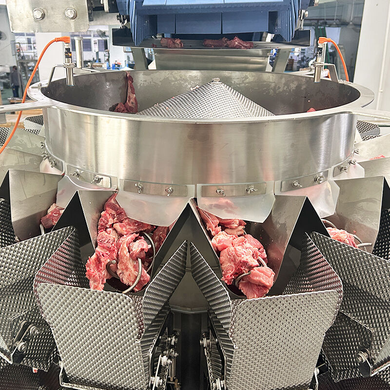 Produk beku Sekrup Pakan Multihead Weigher Automatic Tray Packing Line