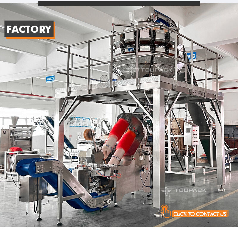 Industrial Potato Mesh Bag Packaging Line dengan Automatic Weigher Net Bag Filling Clipping dan Tag Inserter