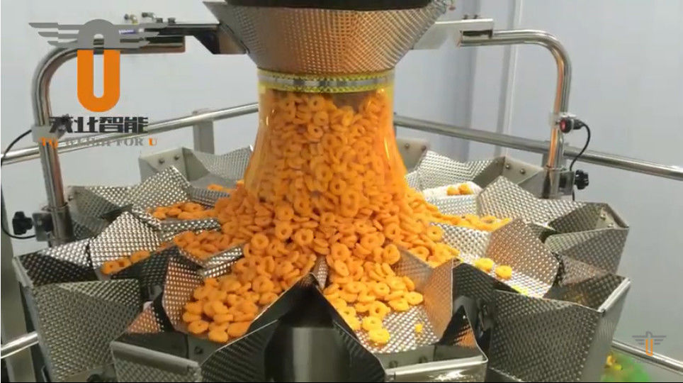 120bag/Min Akurasi Tinggi Multihead Weigher Packing Machine Untuk Keju Dan Bawang Hoops
