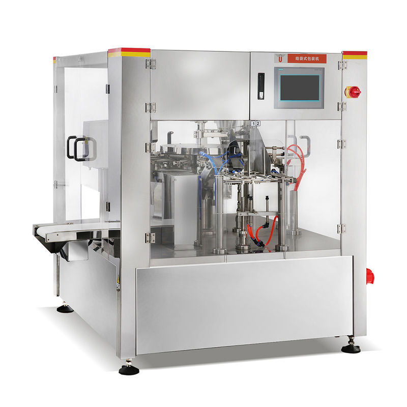 Buah Lemon Kering Buah Diawetkan Multi-Kepala Rotary Vakum Kecepatan Tinggi Premade Bag Packing Weigher Conveyor Belt