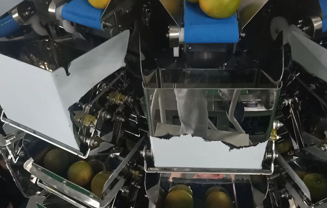 14 Head Multihead MCU / PLC Weigher Packing Machine Untuk Menimbang Buah Jeruk