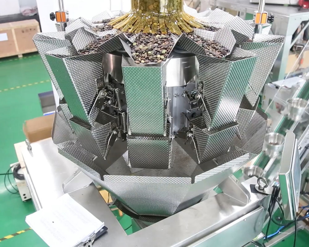 10 Hopper 0.5L 1.2L Linear Weigher machine Untuk Bahan Jala Kecil Seperti Gula Garam