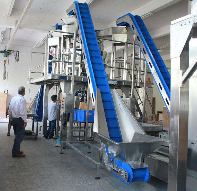 1.1KW Conveyor Miring S Bentuk Lift Stainless Steel 200L Terhubung Hopper