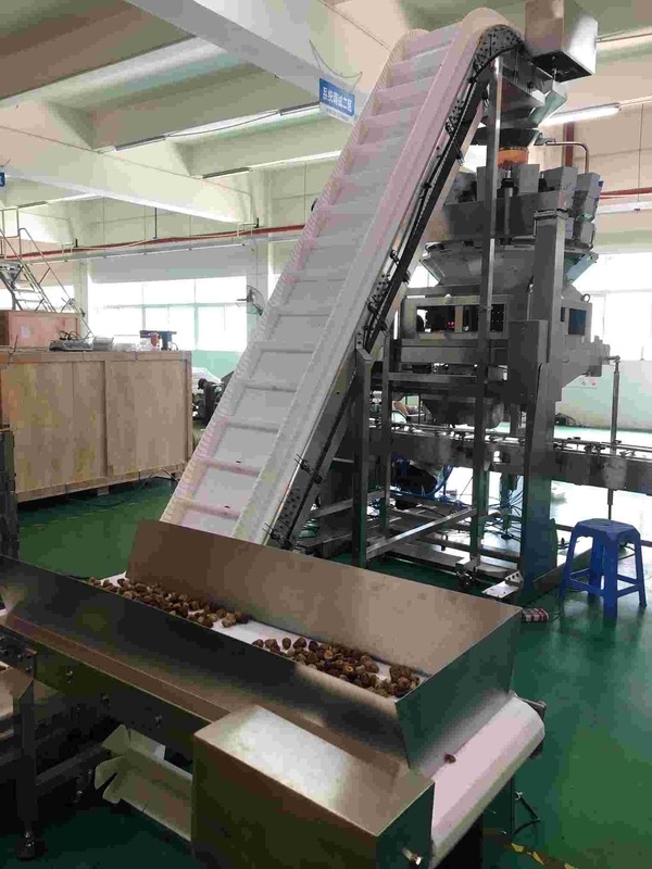 20m / mnt Mesin Pengemas Kacang Food Grade Cherry Tomat Stainless Steel Swan Neck Tiling Conveyor