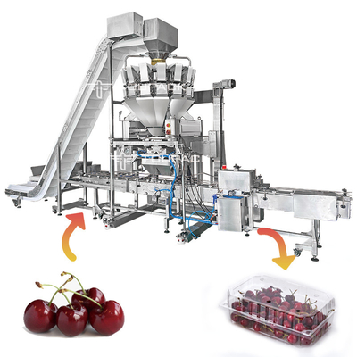 Clamshell Mesin Pengemas Sayuran Buah Segar Kale Bayam Ceri Strawberry Tray Packing Machine