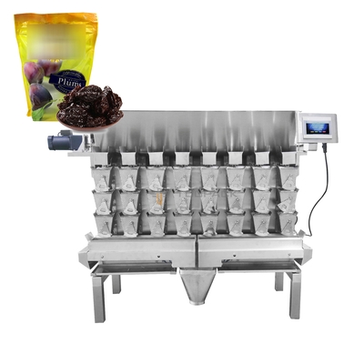 Pillow 4 Sides Sealing Multihead Weigher Packing Machine Untuk Buah Plum Yang Diawetkan