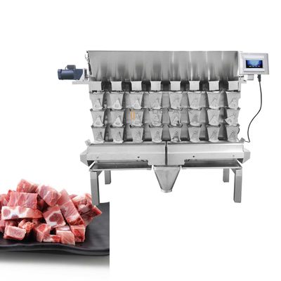 Industrial Dimpled Double Hopper Screw Feeding Multihead Weigher Untuk Cadangan Iga Makanan Lengket Segar