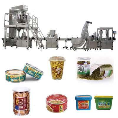Garis Pengisian Botol Otomatis Fudge Candy Beratnya Lurus Rotary Can Case Jar Filling Capping Machine