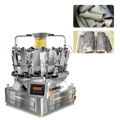 Otomatis Waterproof Multihead Weigher Berat 1kg Seafood Mesin Pengemasan Ikan Beku