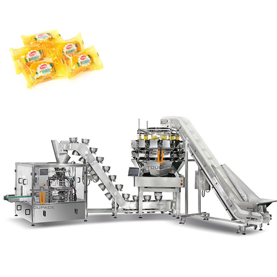Dimple Plate Hopper Vertikal Multihead Weigher Bagged Bread Mesin kemasan sekunder