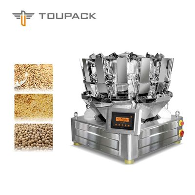 Compact PLC/MCU 10 Head Multihead Weigher Sereal, sereal, dan jagung fleksibel Pasta, Permen, Biji, Kacang, Mesin Pengemas Biskuit