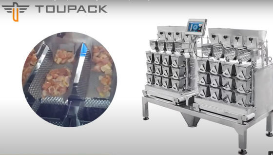 85WPM SS304 Mesin Pengemasan Kecepatan Tinggi Linear Weigher Untuk Daging Babi