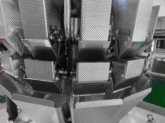 Plain Hoppers SUS304 Auto Multihead Weigher Untuk Biskuit Anjing Kacang Kismis