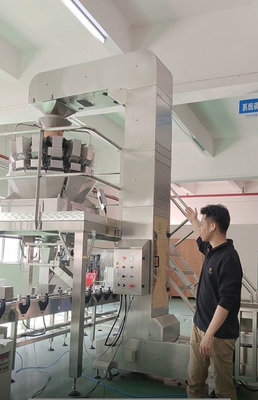 konveyor bucket miring Z stainless steel bekerja dengan timbangan multihead 10/14 kepala